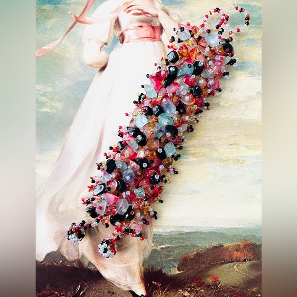 VINTAGE Natural Stones Nuggets Beads Handmade Bracelet Amethyst Aventurine - Picture 5 of 5